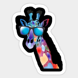 Rainbow Giraffe 1 with sunglasses Sticker